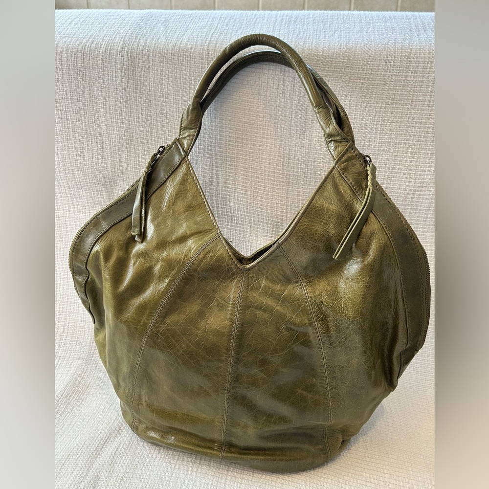 Olive Green Vegan Leather Tote Bag